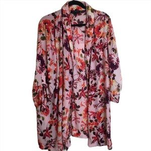 Lane Bryant Pink Floral Kimono with pockets